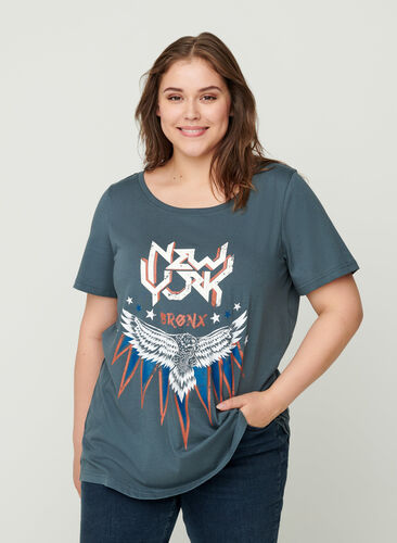 Lyhythihainen t-paita printillä , Dark Grey w. Eagle , Model image number 0