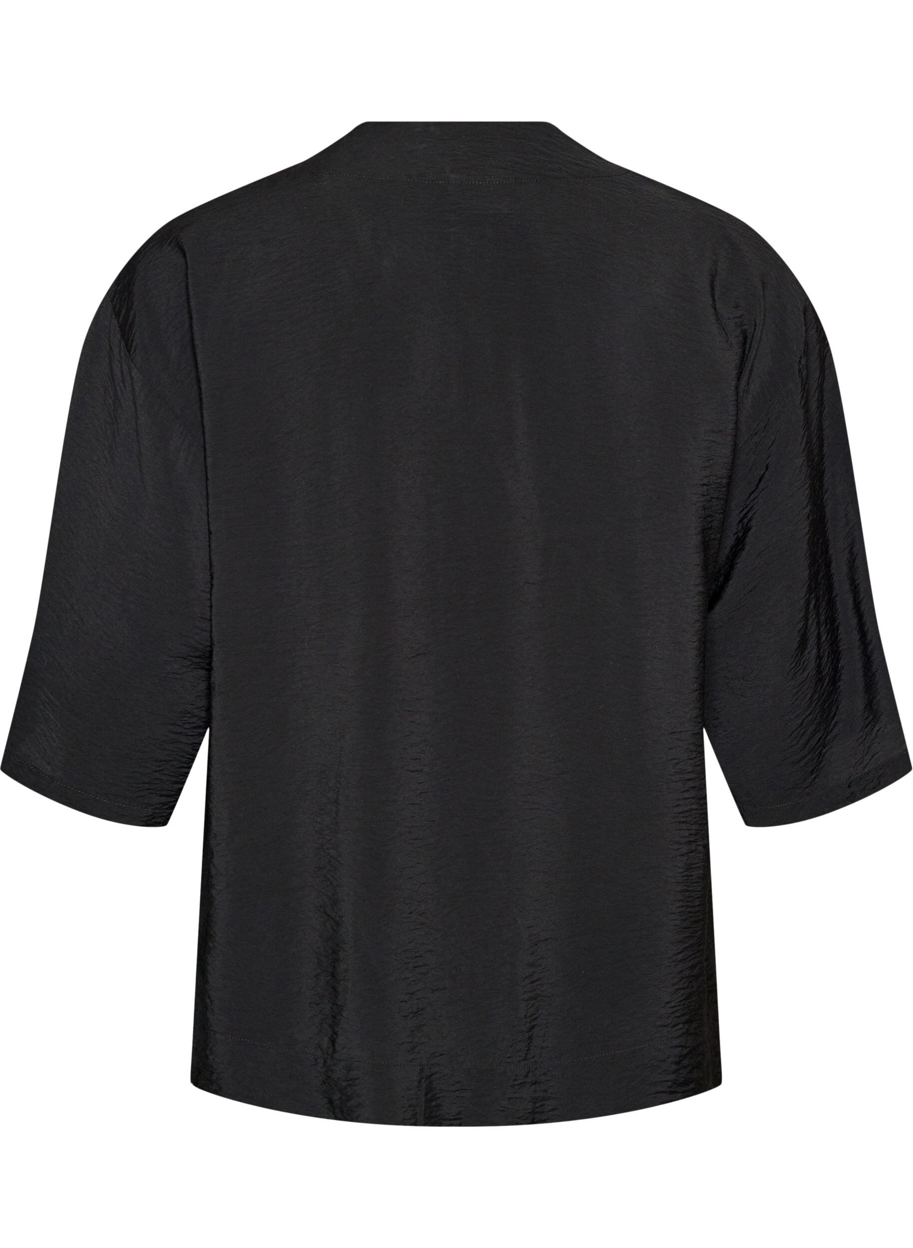 ZizziLyhyt viskoosikimono 3/4-hihoilla, Musta, Packshot image number 1