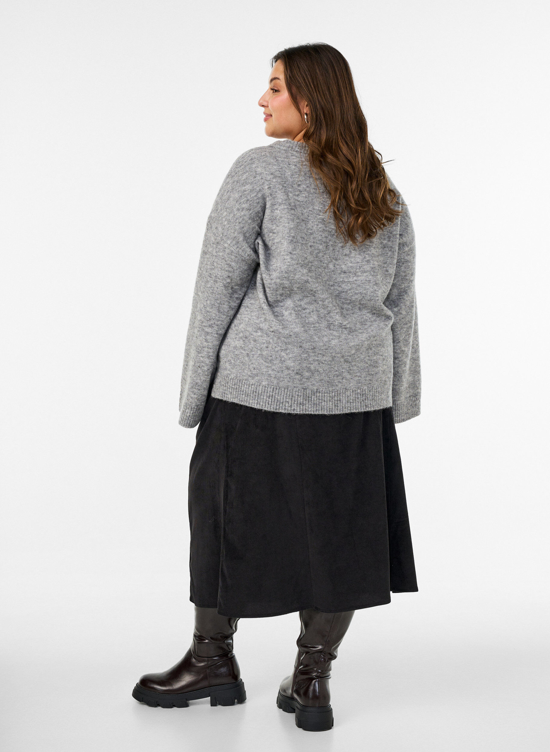 ZizziA-linjainen velourhame napeilla, Musta, Model image number 2