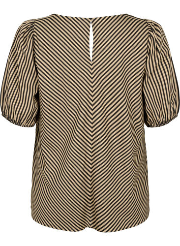 Viskoosi pusero raidallisella kuosilla ja puolipitkät hihat, Coriander/Bl. Stripe, Packshot image number 1