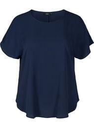 Pusero lyhyill&auml; hihoilla ja py&ouml;re&auml;ll&auml; p&auml;&auml;ntiell&auml;, Sininen