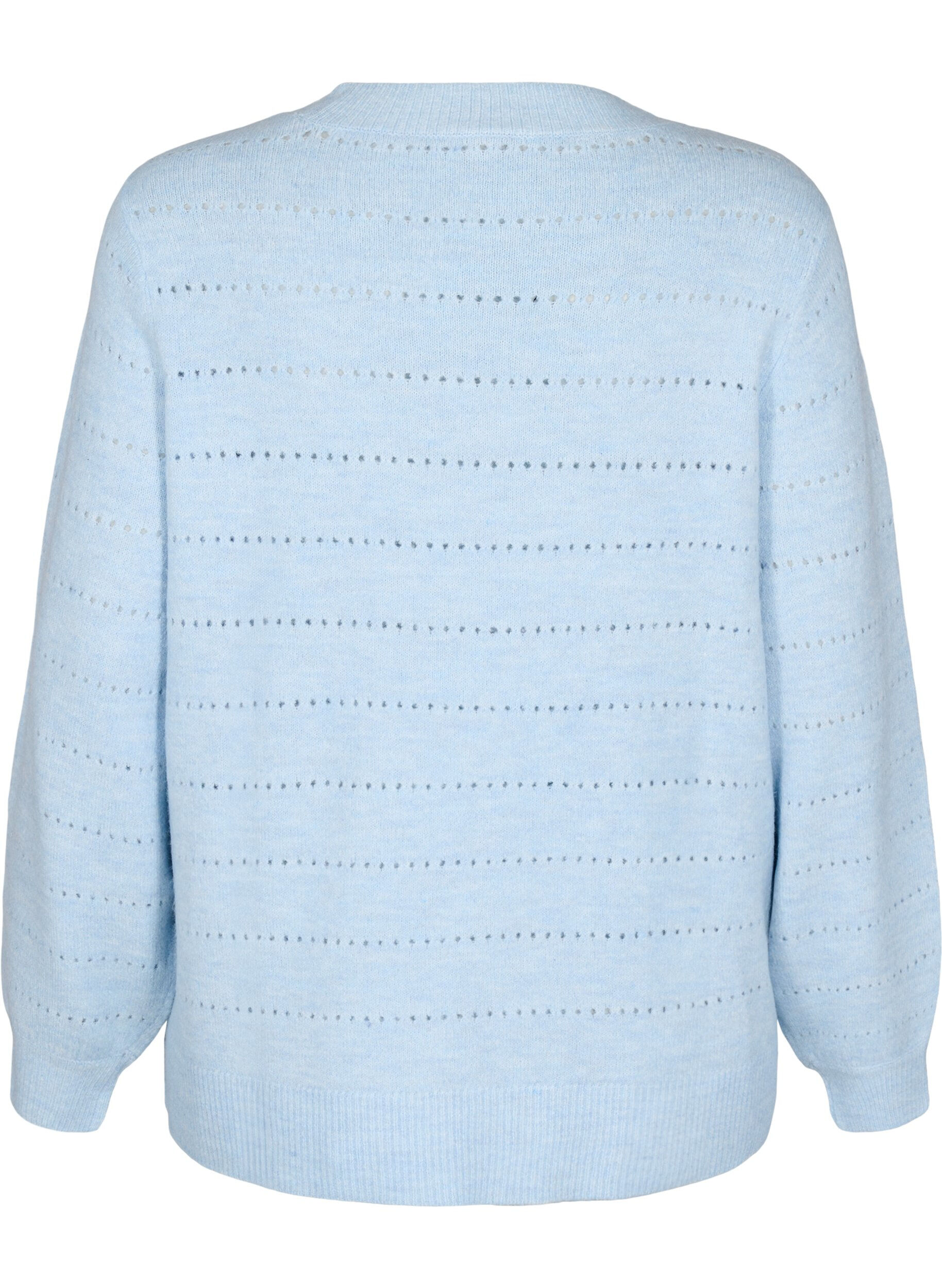 Zizzi Neulepaita py&ouml;re&auml;ll&auml; p&auml;&auml;ntiell&auml; ja pitsikuviolla, Cashmere Blue Mel., Packshot image number 1