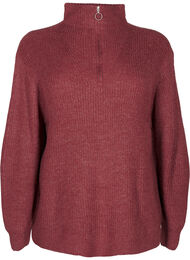 FLASH - Neulepusero, jossa korkea kaulus ja vetoketju, Punainen