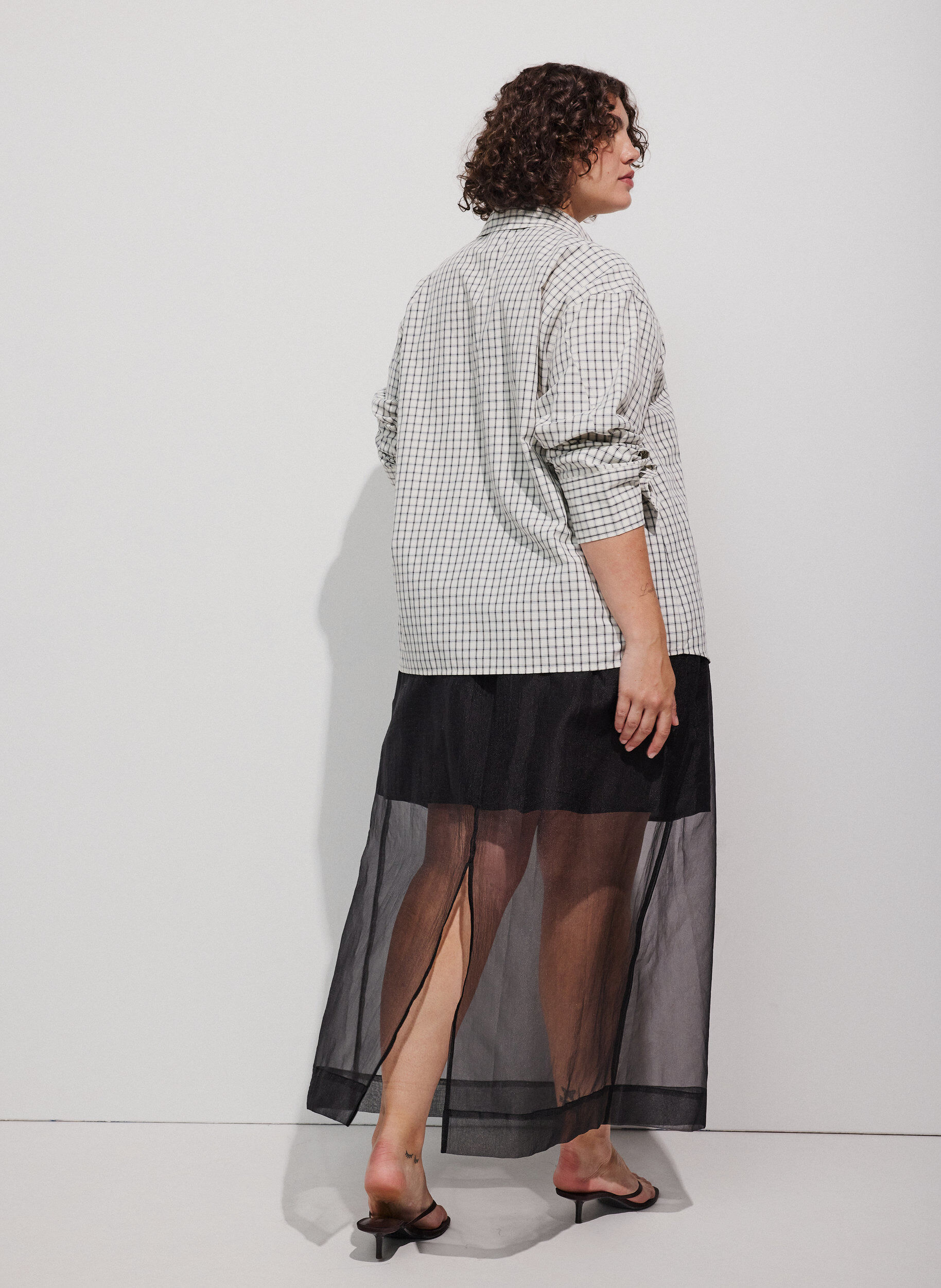 ZizziPitk&auml;t hameet organza-lookilla, Musta, Model image number 2