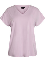 V&auml;lj&auml; treenipaita, jossa on V-p&auml;&auml;ntie, Violetti