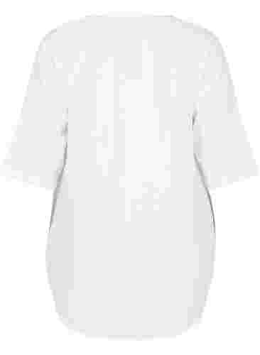 3/4-hihainen puuvillatunika, Bright White, Packshot image number 1