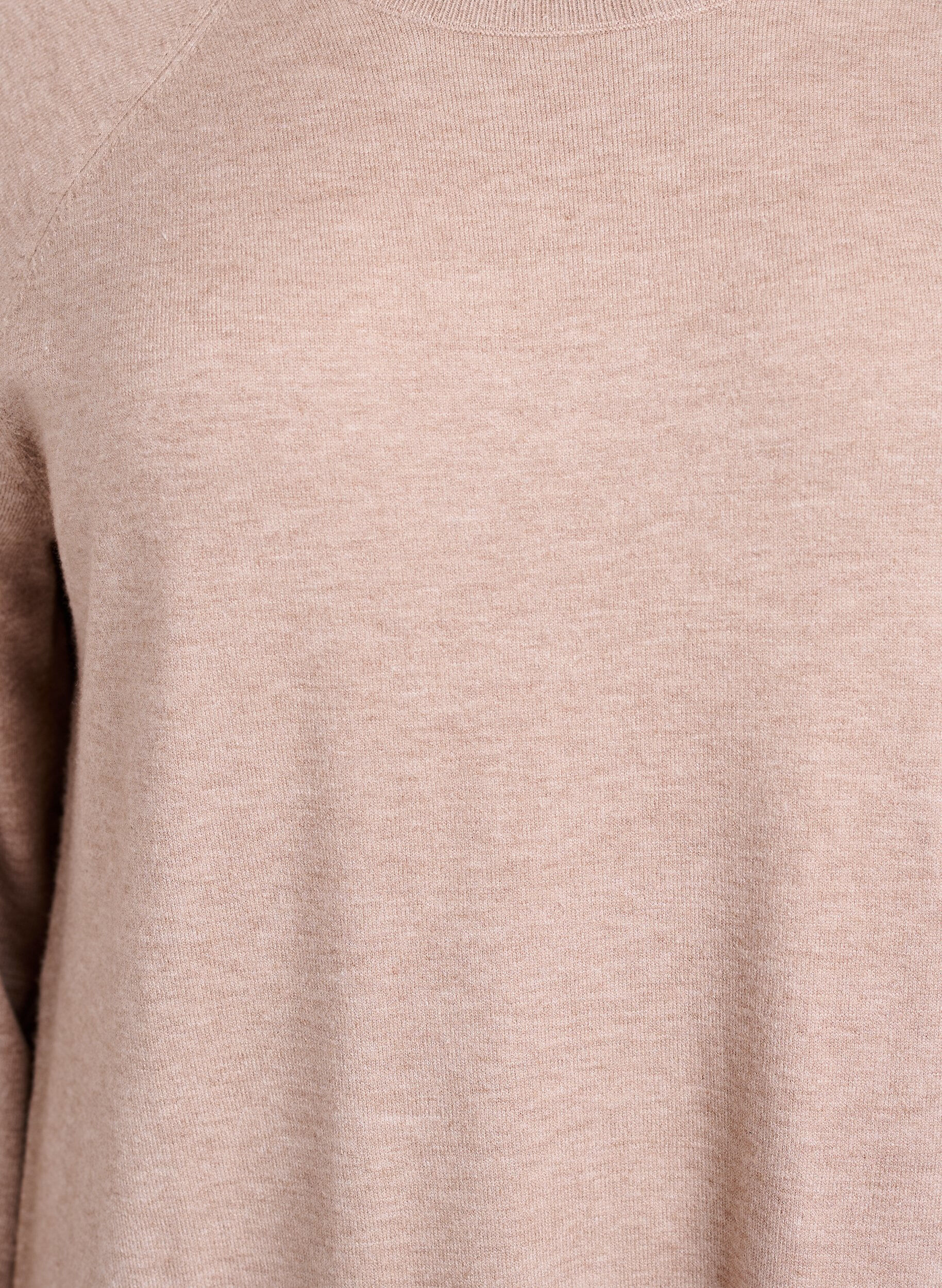 Zizzi Lyhyt neulottu mekko raglanhihoilla, Beige, Packshot image number 2