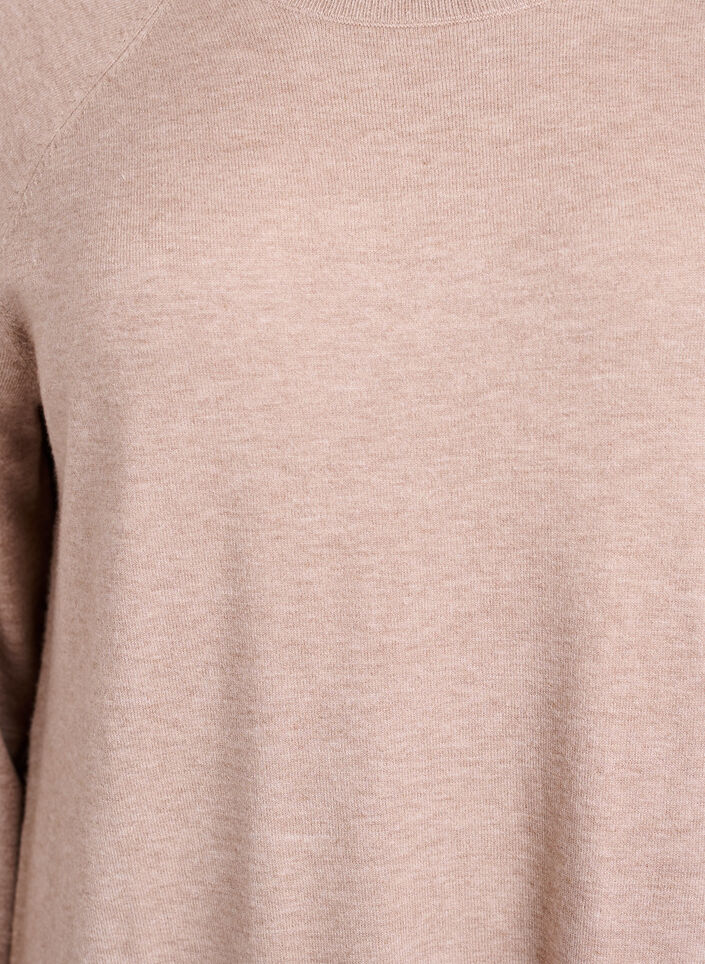 Lyhyt neulottu mekko raglanhihoilla, Beige, Packshot image number 2