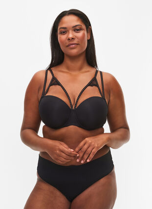 Muotoillut rintaliivit nauhayksityiskohdalla, Black, Model image number 0