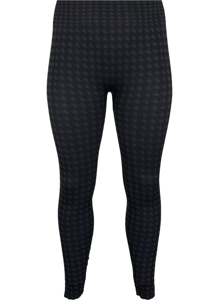 Saumattomat leggingsit kukonaskelkuosilla, Black w. Dark Grey, Packshot image number 0
