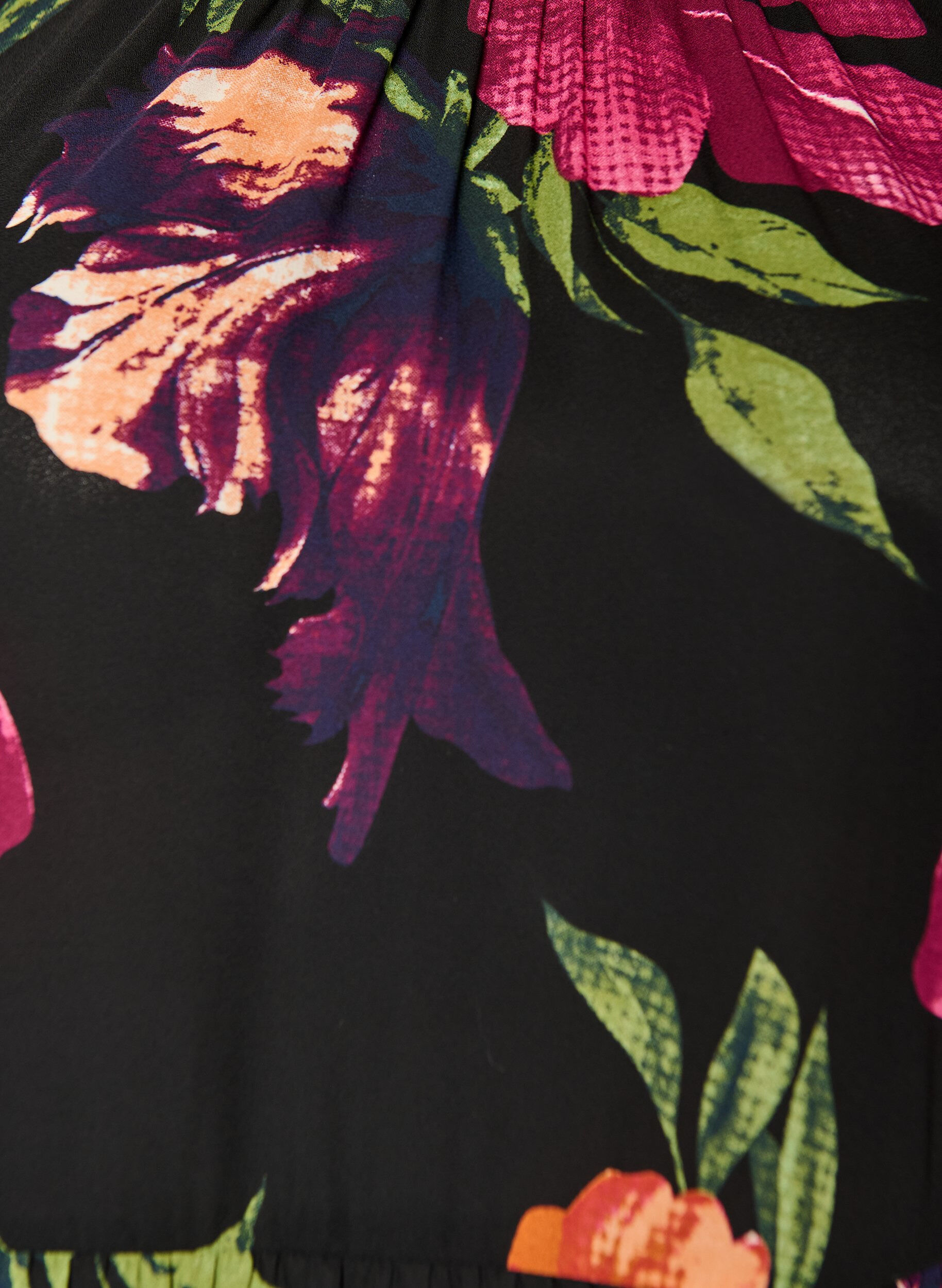 ZizziKukkakuvioitu pusero ja peplum-malli, Musta, Packshot image number 2