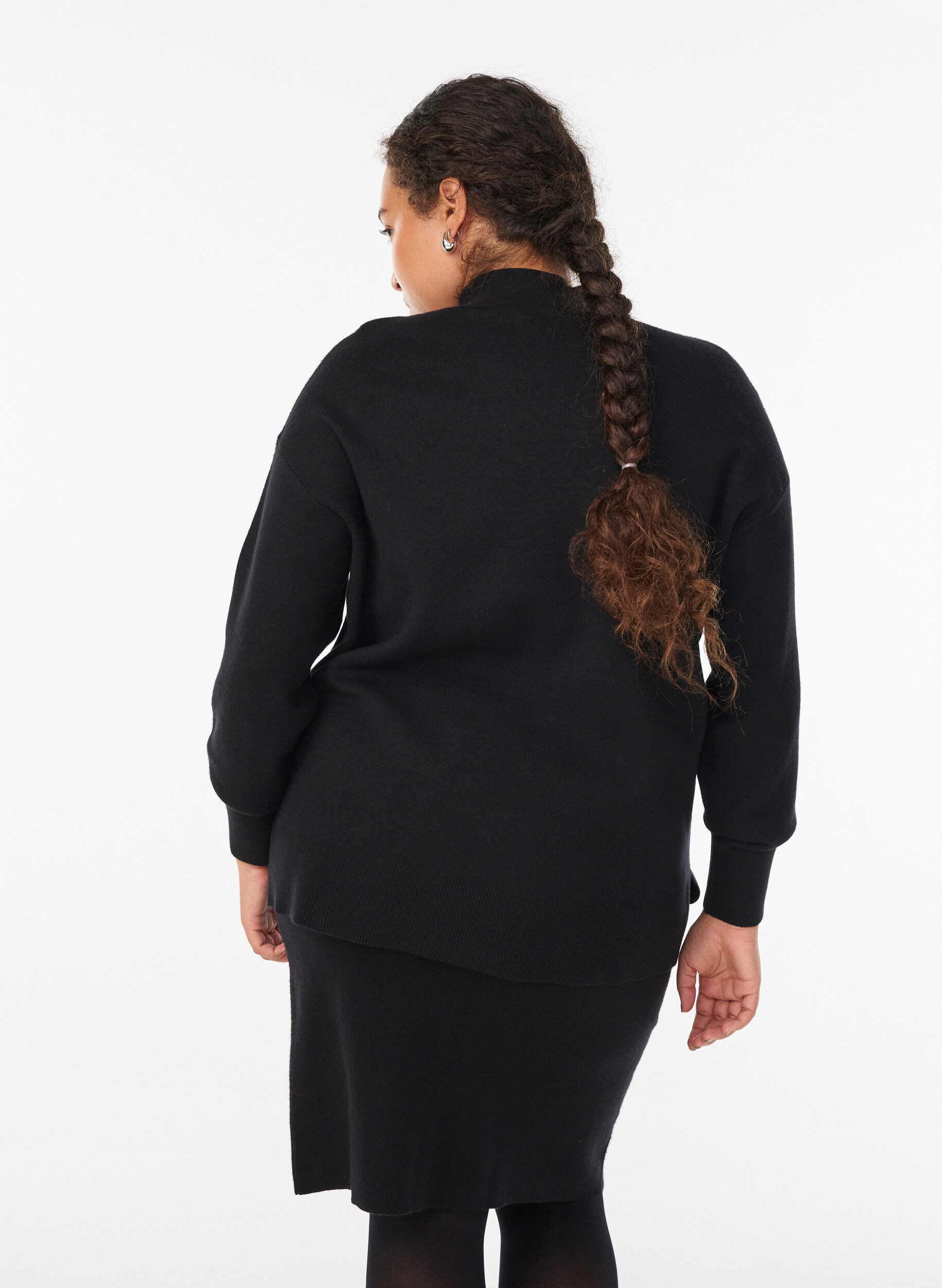 Zizzi Neulepusero korkealla kauluksella, Musta, Model image number 2