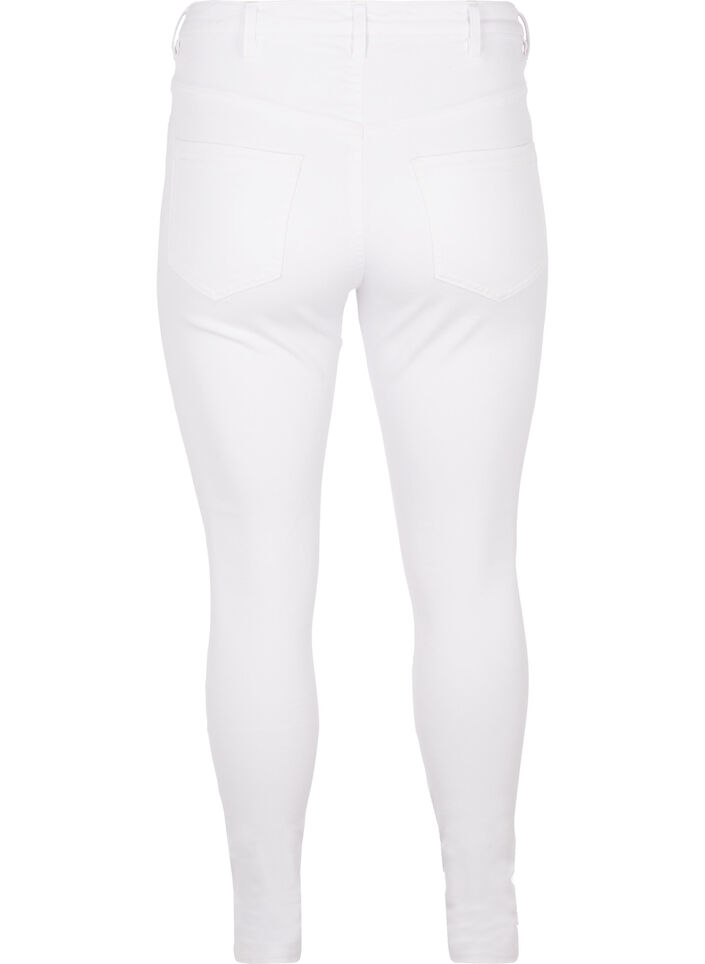Super slim Amy-farkut korkealla vy&ouml;t&auml;r&ouml;ll&auml;, White, Packshot image number 1