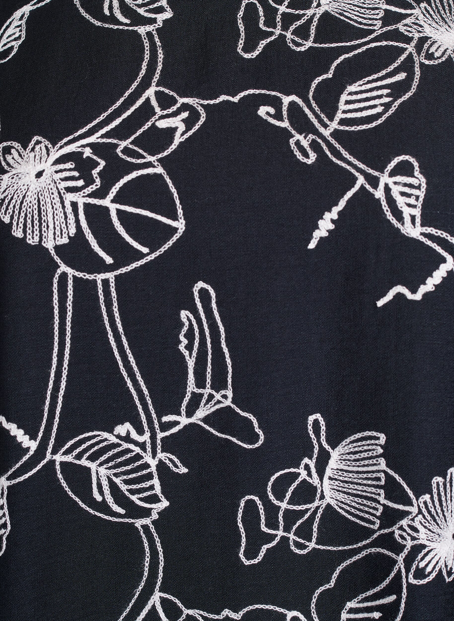 ZizziLyhyt A-linjainen mekko kirjaillulla kuviolla, Musta, Packshot image number 2