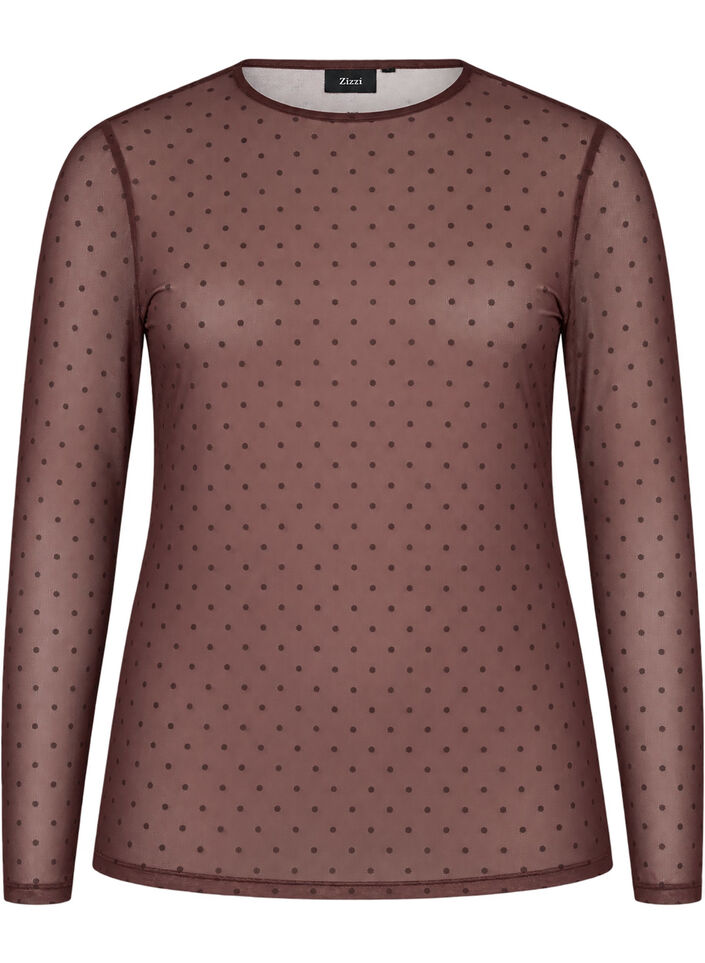 Mesh-pusero printill&auml;, Ruskea, Packshot image number 0