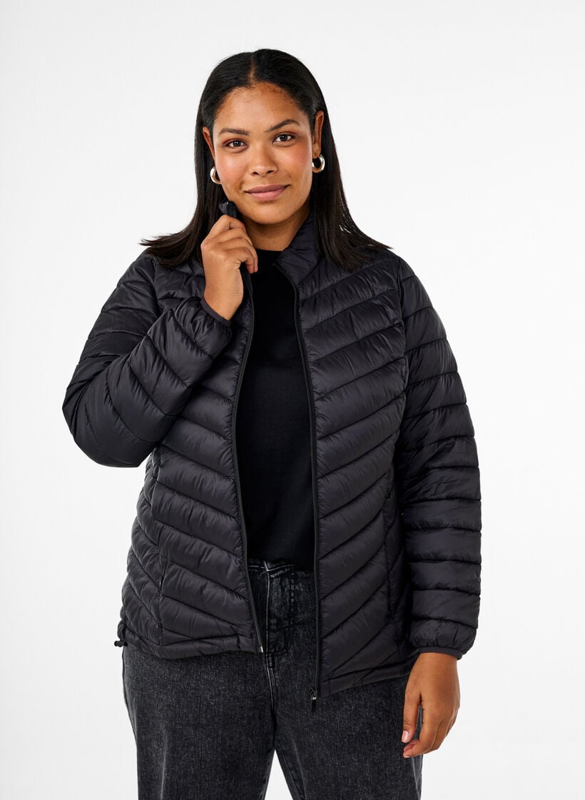 Kevyt takki taskuilla, Musta, Model image number 0