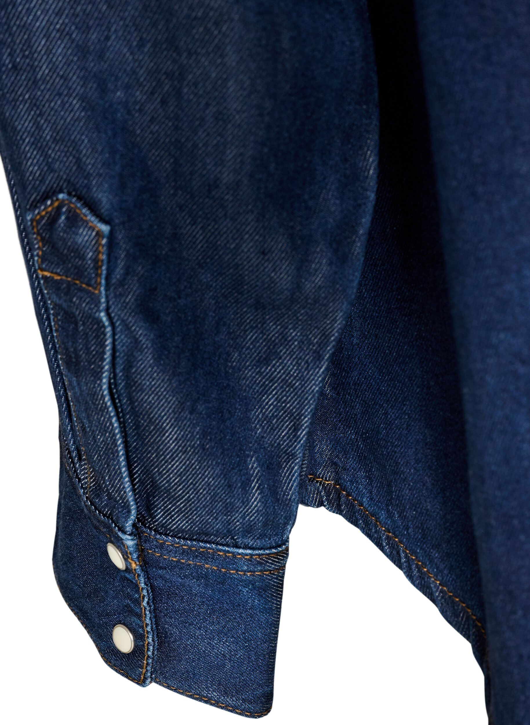 ZizziDenim-paita lyocellissa painonapeilla, Sininen, Packshot image number 3