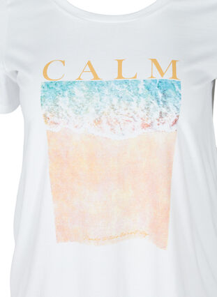 Lyhythihainen puuvillainen t-paita painatuksella, Bright White CALM, Packshot image number 2