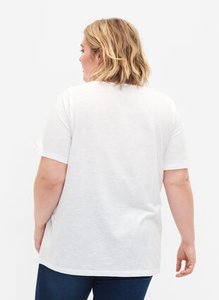 T-paita puuvillaa pitsillä, Bright White, Model image number 1