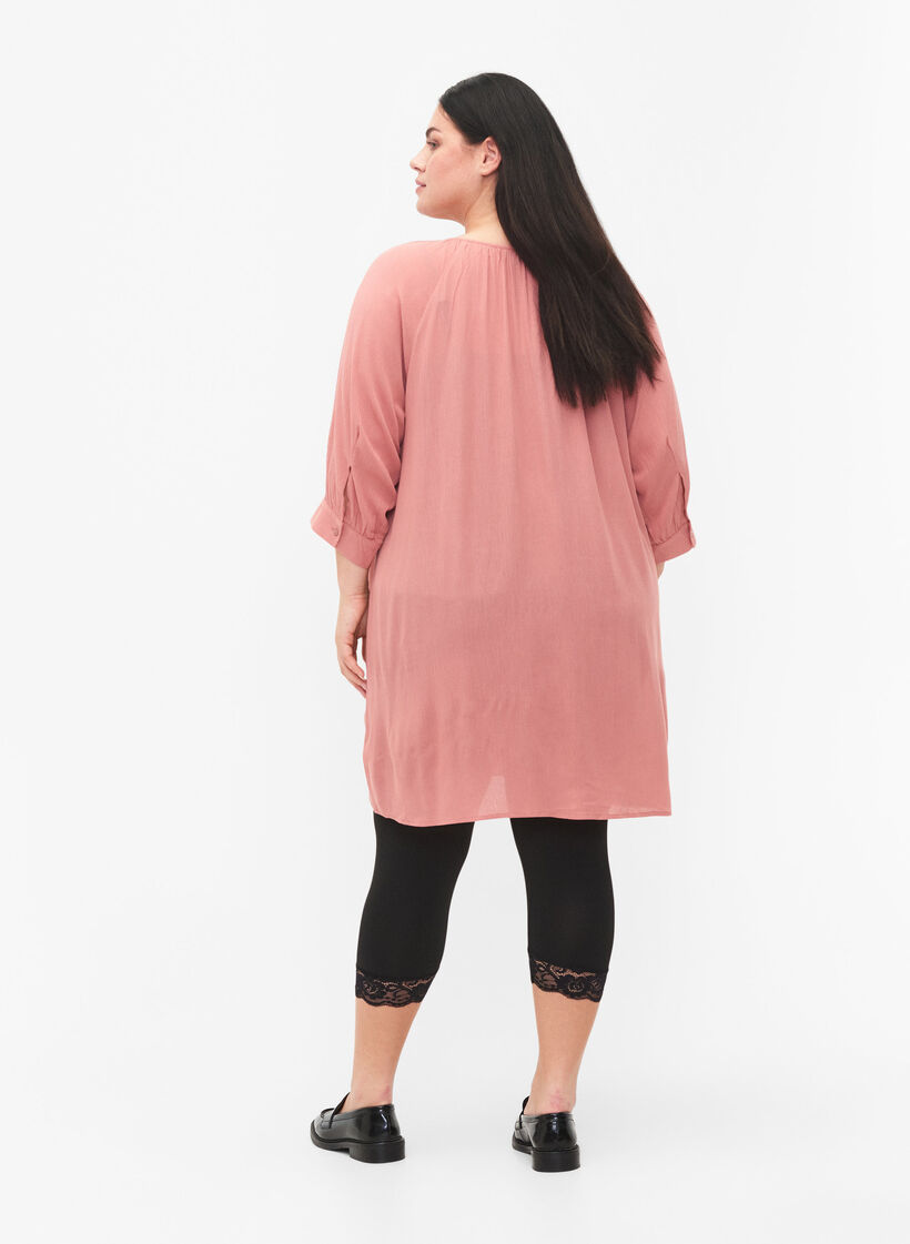 2 kpl 3/4-pituisia leggingsejä pitsikantilla, Black / Black, Model image number 1