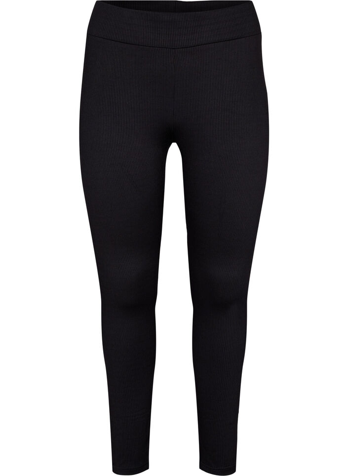 Joustavat leggingsit ribatulla rakenteella, Black, Packshot image number 0