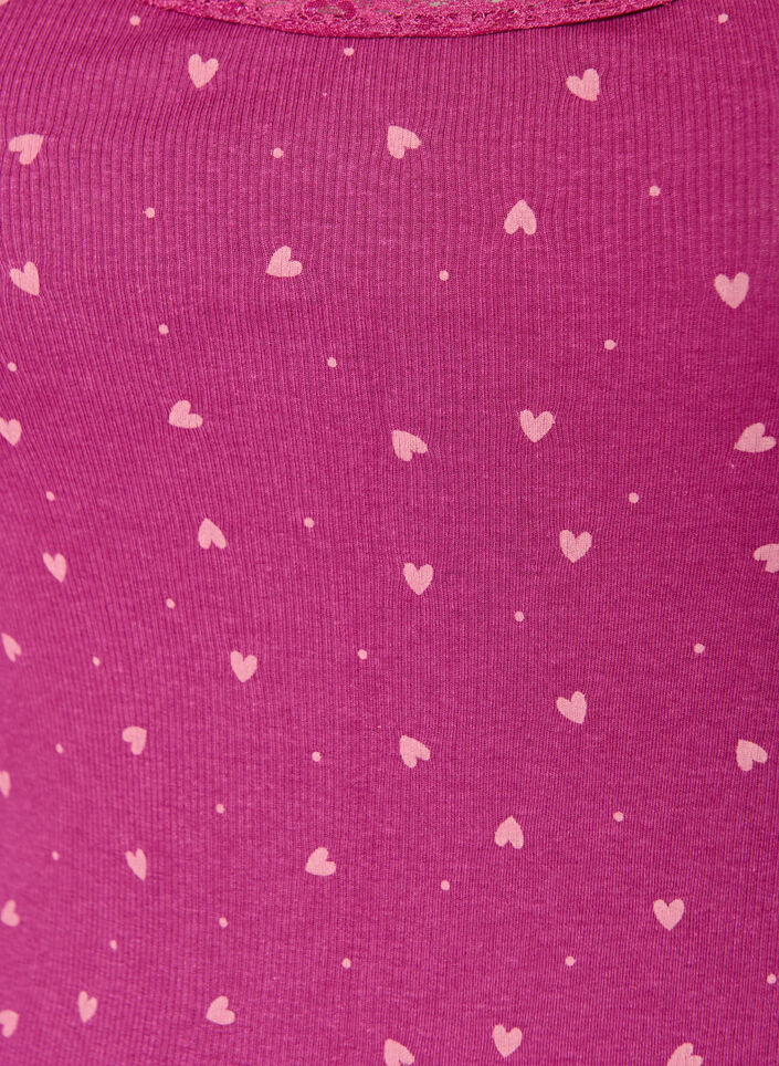 Toppi, jossa on painatus ja pitsireunus, Violetti, Packshot image number 2