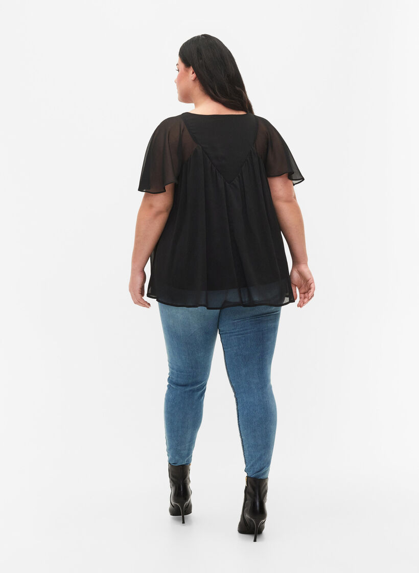 Jeggingsit kulutetuilla yksityiskohdilla, Blue denim, Model image number 1