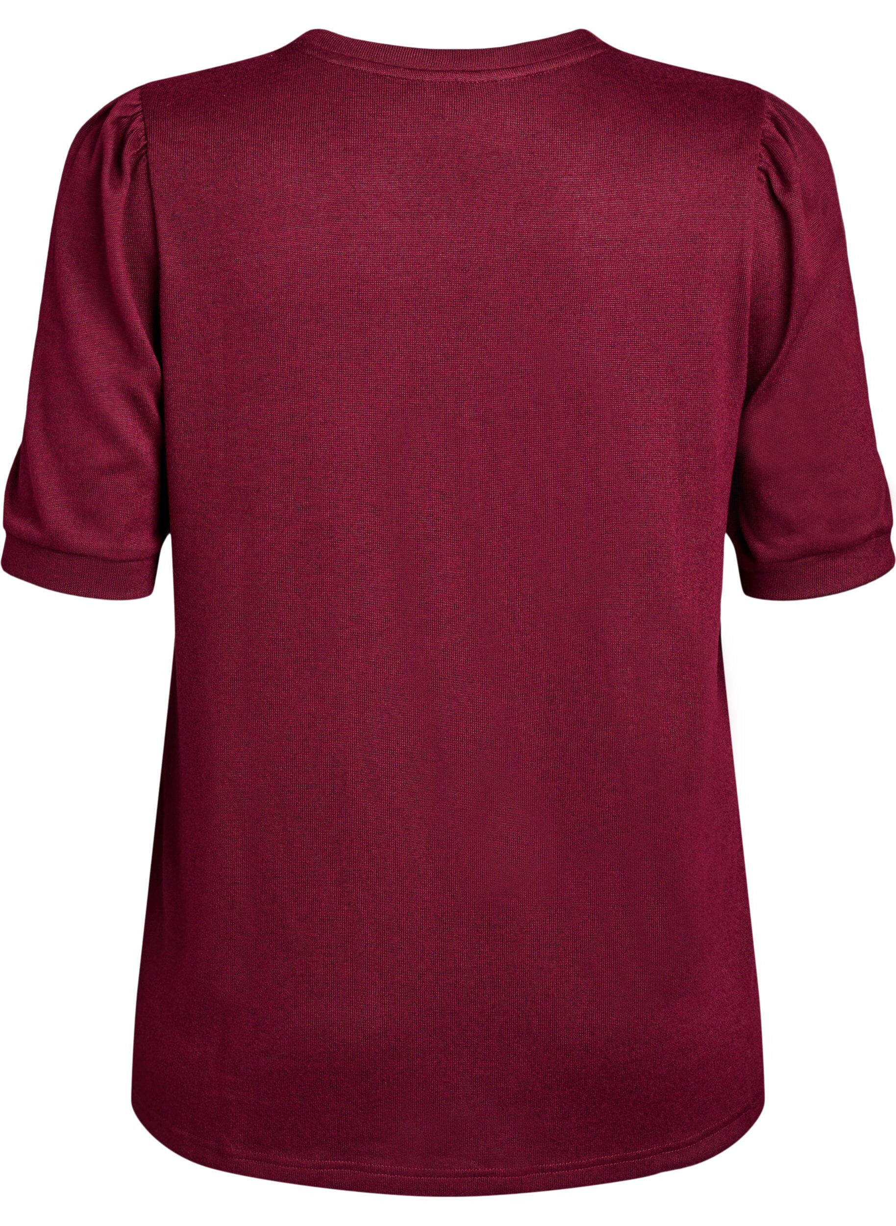 ZizziPusero nappidetaljilla ja lyhyill&auml; puhvihihoilla, Tumma Bordeaux, Packshot image number 1