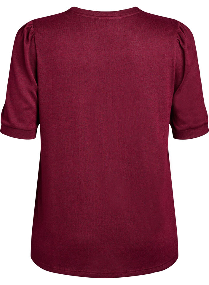 Pusero nappidetaljilla ja lyhyill&auml; puhvihihoilla, Tumma Bordeaux, Packshot image number 1