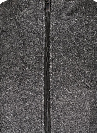 Vetoketjullinen takki villaa, Dark Grey Melange, Packshot image number 2