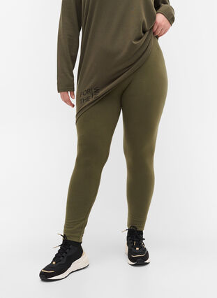 Puuvillaiset legginssit printillä, Ivy Green, Model image number 3