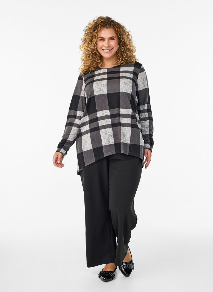 Pitkähihainen kuviollinen pusero, Harmaa, Model image number 1