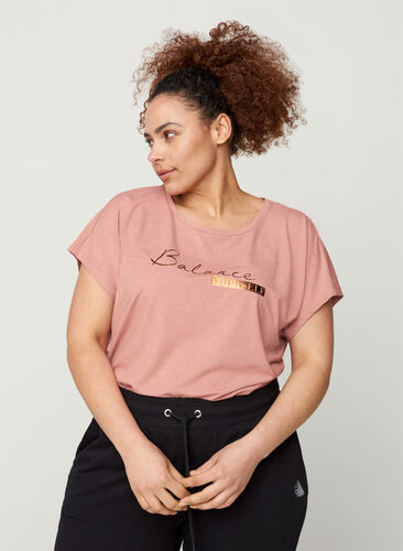 T-paita treeniin painatuksella rinnassa, Old Rose, Model image number 0