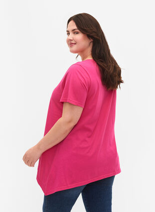 Lyhythihainen puuvillainen t-paita, Shocking Pink FAITH, Model image number 1