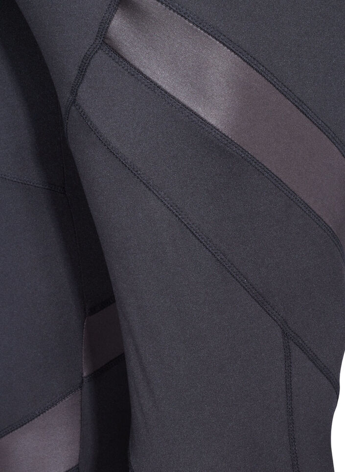 Cropped-malliset treenitrikoot meshill&auml;, Black, Packshot image number 3