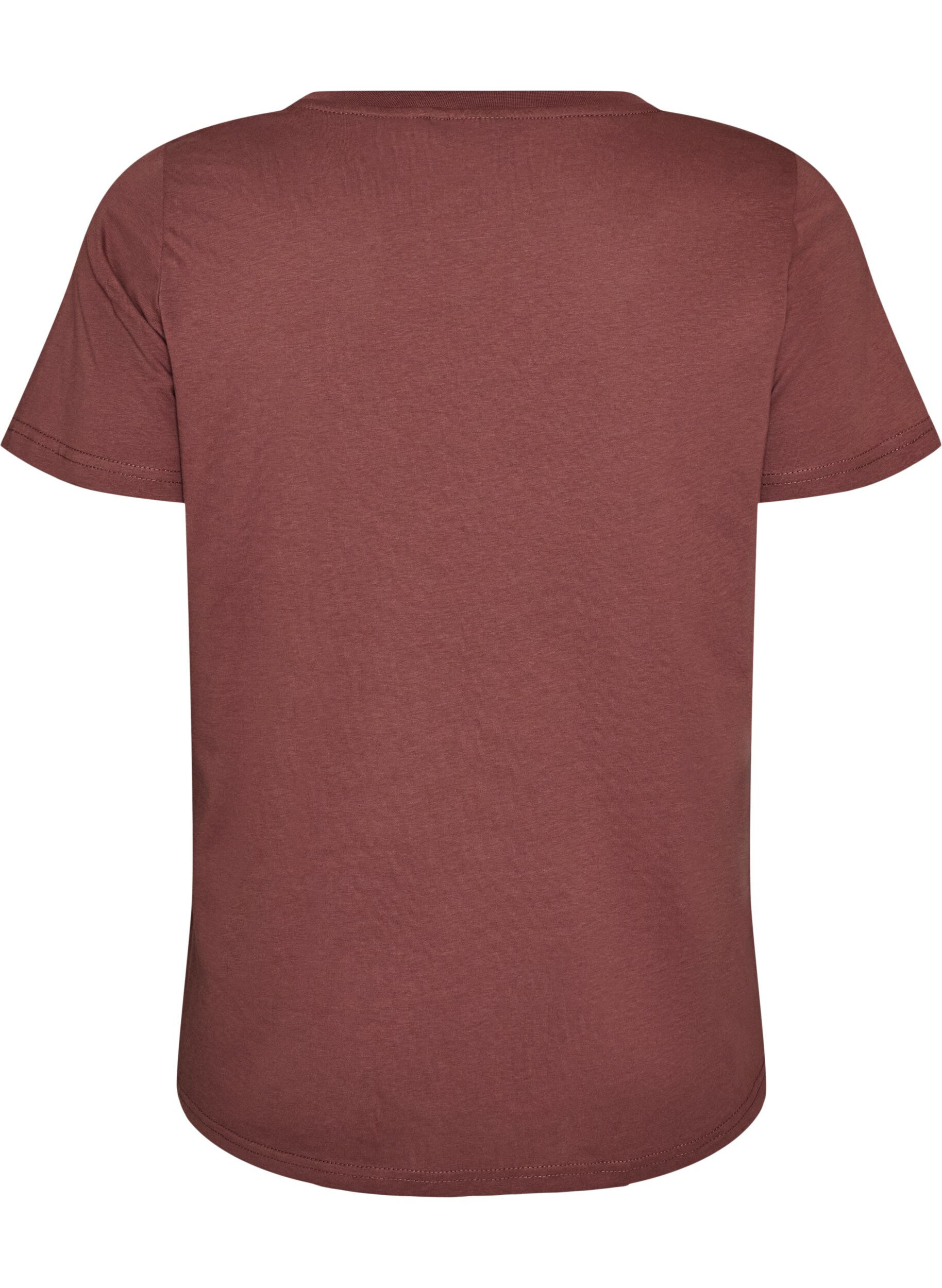 ZizziPuuvillainen T-paita etuprintill&auml; ja V-p&auml;&auml;ntiell&auml;, Punainen, Packshot image number 1