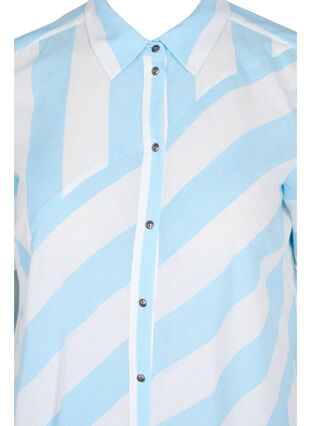 Lyhythihainen puuvillainen paitamekko raidoilla, Blue Bell Stripe, Packshot image number 2