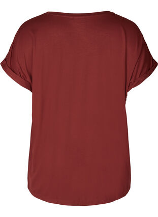 T-paita viskoosiseoksesta pyöreällä pääntiellä, Madder Brown, Packshot image number 1