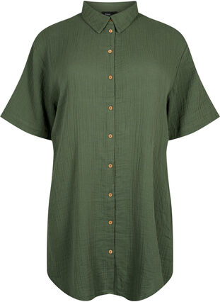 Lyhythihainen paita, jossa on napit, Thyme, Packshot image number 0