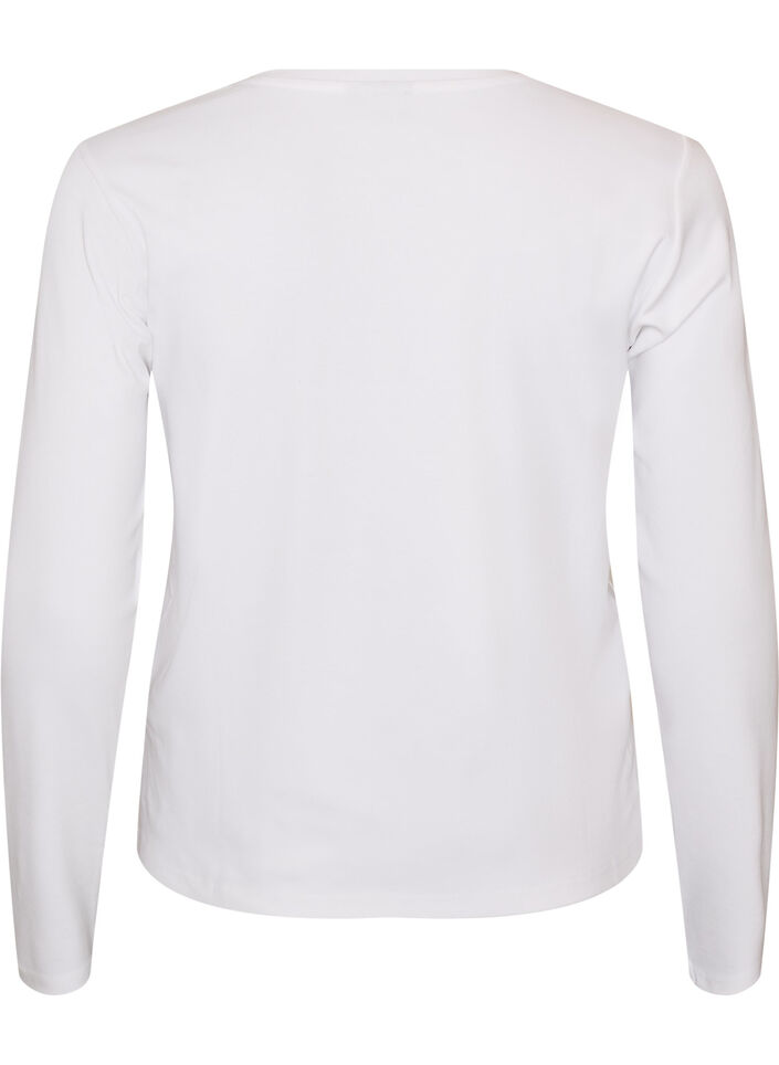 Pitk&auml;hihainen perus-T-paita py&ouml;re&auml;ll&auml; p&auml;&auml;ntiell&auml;, Valkoinen, Packshot image number 1