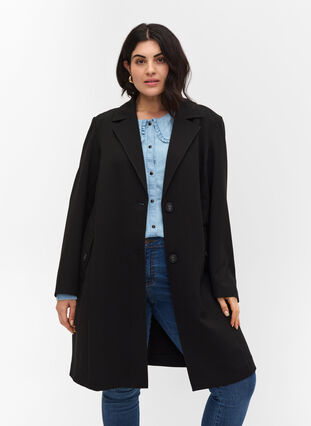 Klassinen takki nappikiinnityksellä, Black, Model image number 0