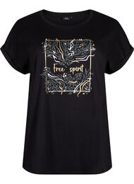 Orgaanisesta puuvillasta valmistettu T-paita kultaisella painatuksella, Black W. Free
