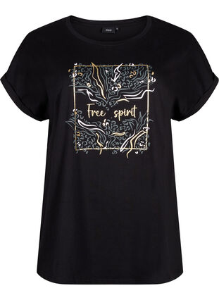 Orgaanisesta puuvillasta valmistettu T-paita kultaisella painatuksella, Black W. Free, Packshot image number 0