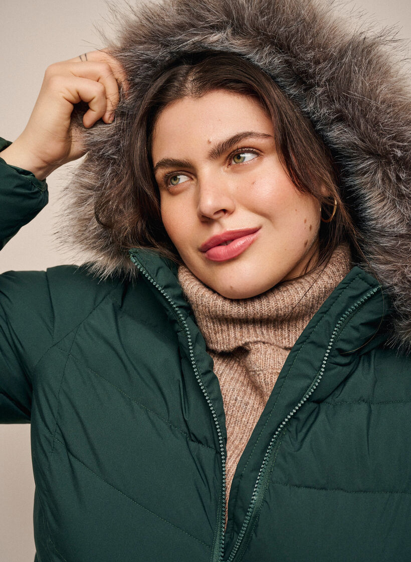 Lyhyt toppatakki hupulla, Vihreä, Image image number 0