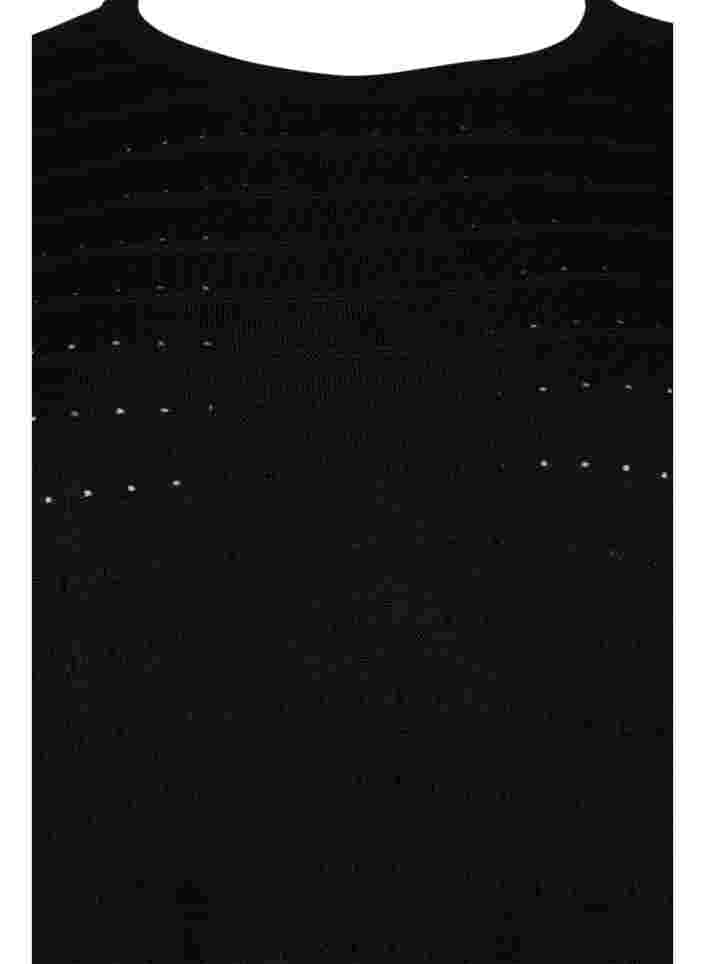 Tekstuurikuvioitu neulepusero pyöreällä pääntiellä, Black, Packshot image number 2