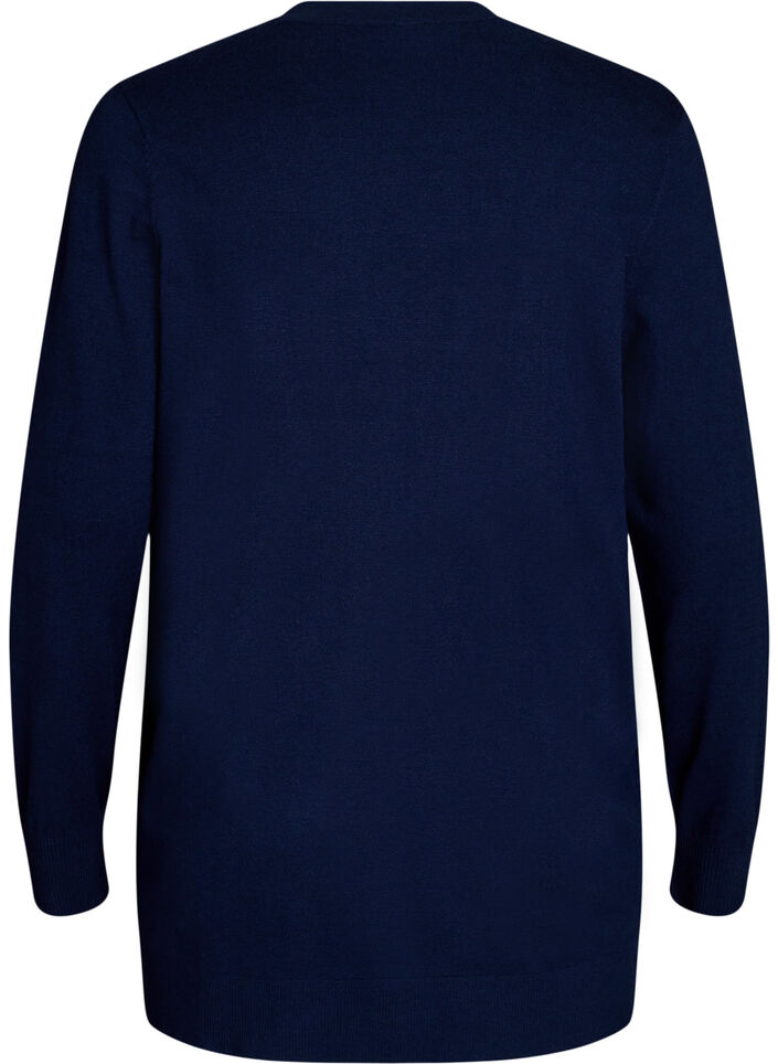 Pitk&auml; avoin neuletakki taskuilla, Sininen, Packshot image number 1