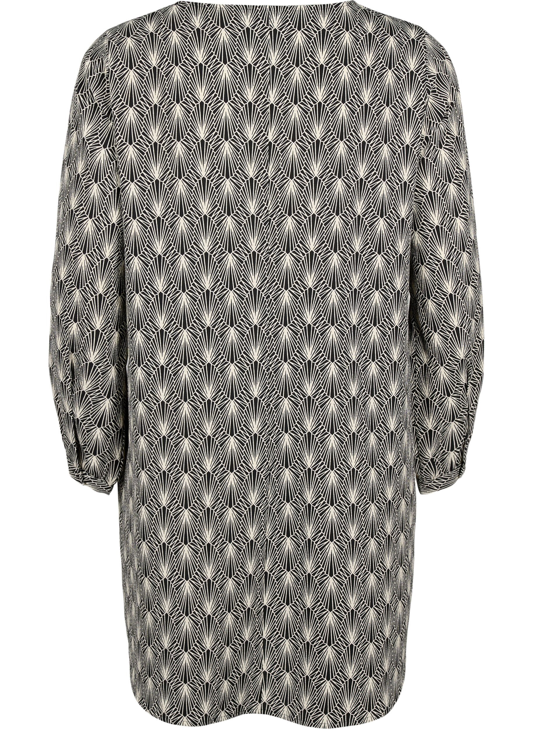 Zizzi V-kauluksellinen mekko kuviolla, Birch Graphic AOP, Packshot image number 1