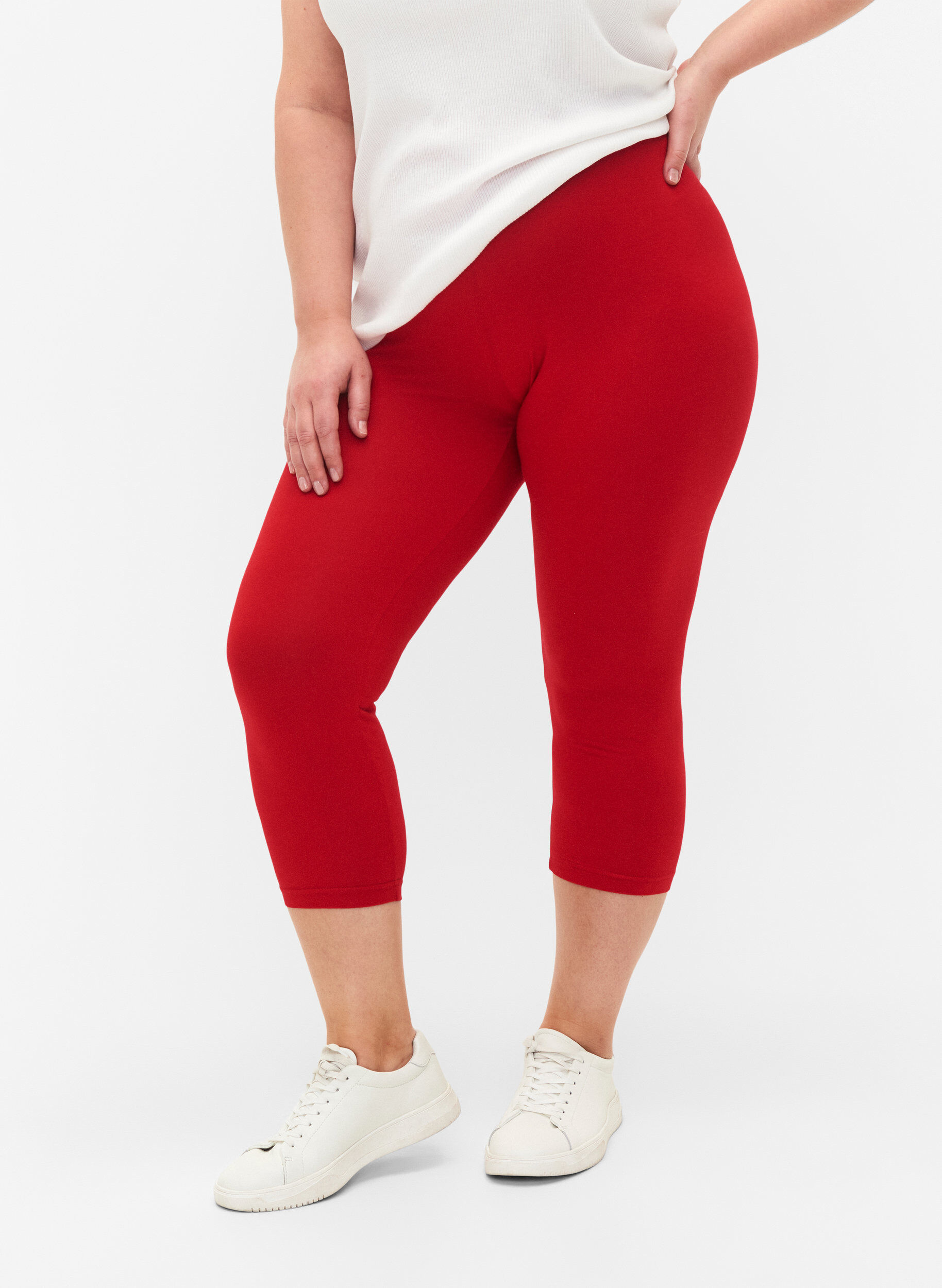 Zizzi3/4-pituiset viskoosileggingsit, Punainen, Model image number 0
