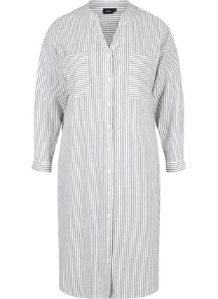 Raidallinen paitamekko puuvillasta, White Stripe, Packshot image number 0