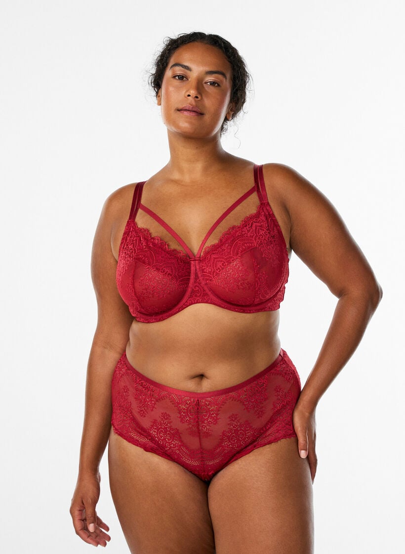 Pitsihipsteri-stringit avauksella alhaalla, Punainen, Model image number 0